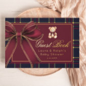 テディベア金ゴールドボークラシックグPLAIDベビーシャワー ゲストブック