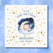 テディベア金ゴールド星が月の赤ちゃんシャワーを浴びる スタンダードカクテルナプキン