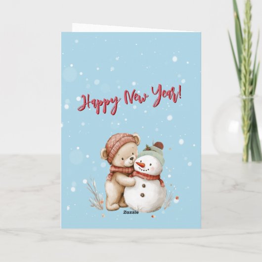 テディベア雪だるまクリスマスツリー カード (裏面)