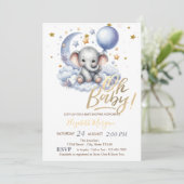 テディベア雲スターバルーンベビーシャワー 招待状 (スタンド正面)