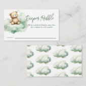 テディベア雲ベビーシャワーおむつラッフル エンクロージャーカード (正面/裏面)