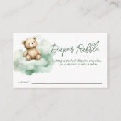 テディベア雲ベビーシャワーおむつラッフル エンクロージャーカード (正面)