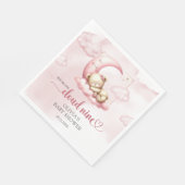 テディベア雲9ピンクの女の子の赤ちゃんシャワー スタンダードランチョンナプキン (角)