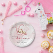 テディベア雲9ピンクの女の子の赤ちゃんシャワー ペーパープレート (パーティー)