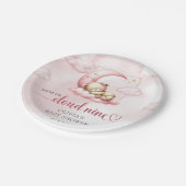 テディベア雲9ピンクの女の子の赤ちゃんシャワー ペーパープレート (アングル)
