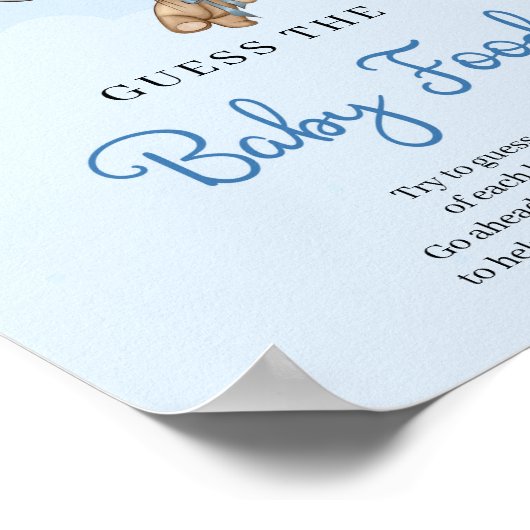 テディベア青いバルーン推測ベビー食品ゲーム ポスター (角)