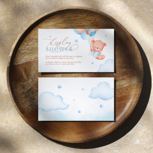 テディベア青いバルーン表示シャワー エンクロージャーカード