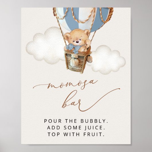 テディベア青い熱気球モモモザバー ポスター (正面)