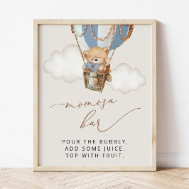 テディベア青い熱気球モモモザバー ポスター