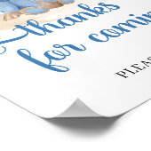 テディベア青い花のパンパ感謝していスはsの来ために ポスター (角)