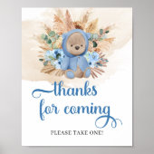 テディベア青い花のパンパ感謝していスはsの来ために ポスター (正面)