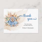 テディベア青い花のヤシの葉感謝していはあなた エンクロージャーカード (正面)