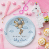 テディベア青い茶色のアイボリーバルーン赤ちゃんシャワー ペーパープレート (パーティー)