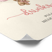 テディベア青い茶色のバルーンはテーブルの看板を飲む ポスター (角)