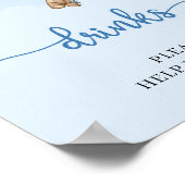 テディベア青い茶色のバルーンはテーブルの看板を飲む ポスター (角)