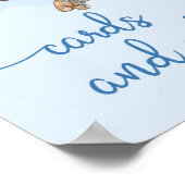 テディベア青い茶色のバルーンカードとギフトのサイン ポスター (角)