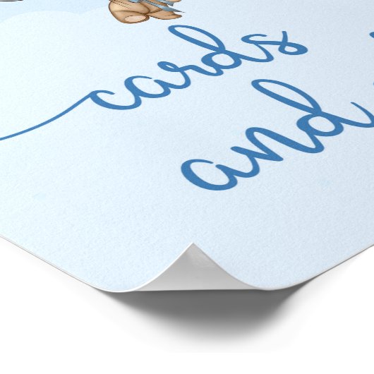 テディベア青い茶色のバルーンカードとギフトのサイン ポスター (角)