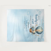 テディベア青い茶色のベージュ熱い空気バルーンボーイ タペストリー (正面(横))