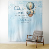 テディベア青い茶色のベージュ熱い空気バルーンボーイ タペストリー (インサイチュ)