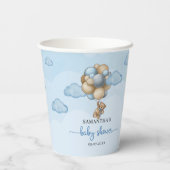 テディベア青い茶色のベージュ色のバルーン赤ちゃんシャワー 紙コップ (裏面)