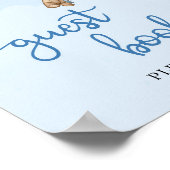 テディベア青い茶色の風船のゲストブックサイン ポスター (角)