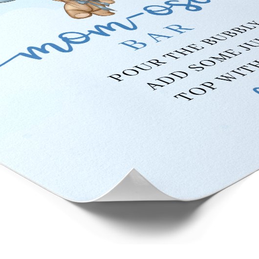 テディベア青い茶色の風船母オサバー標識 ポスター (角)