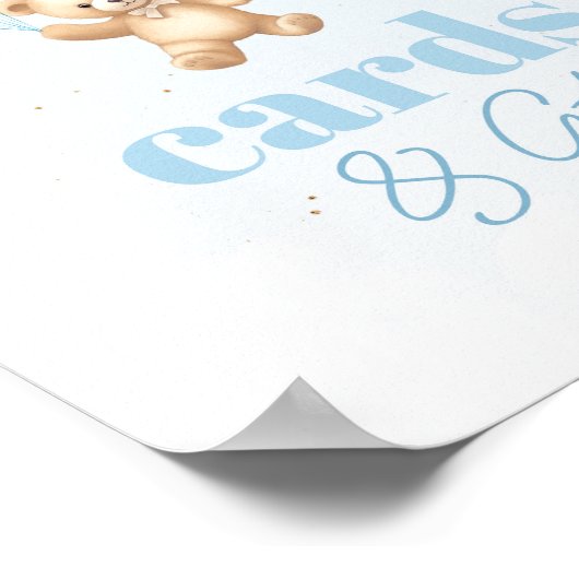 テディベア青い風船カードとギフト ポスター (角)