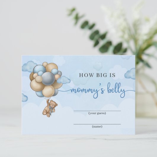 テディベア青い風船母の腹の大きさ エンクロージャーカード (スタンド正面)