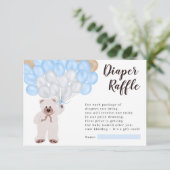 テディベア青バルーンおむつラッフルシャワー エンクロージャーカード (スタンド正面)