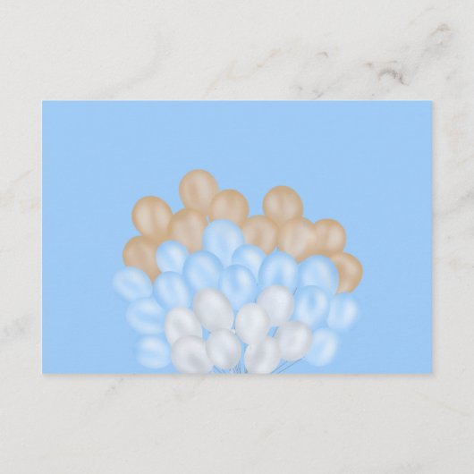 テディベア青バルーンおむつラッフルシャワー エンクロージャーカード (裏面)