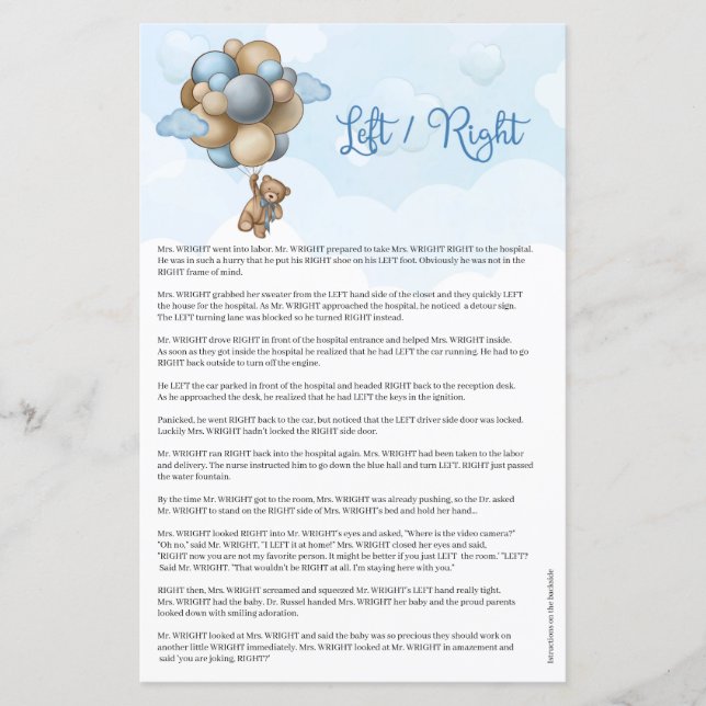 テディベア青ベージュ茶色の吹き出し右離れ色 (正面)