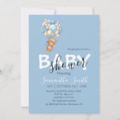 テディベア青招待状 案内状 (正面)