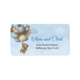 テディベア青茶色のアイボリーバルーンのラベル ラベル