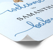 テディベア青茶色のバルーン歓迎サイン ポスター (角)