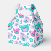 テディベア顔と花パターン（の模様が）あるギフトボックス フェイバーボックス (裏面サイド)