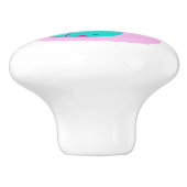 テディベア顔ピンクアクアアートドアノブ セラミックノブ (側面)