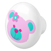 テディベア顔ピンクアクアアートドアノブ セラミックノブ (右)