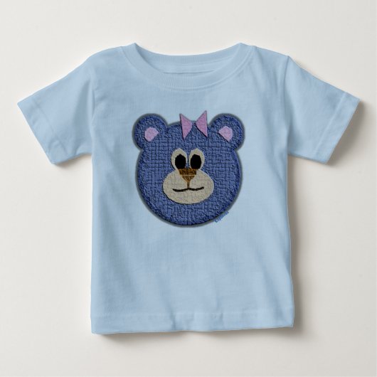 テディベア顔（ピンクボウ） ベビーTシャツ (正面)
