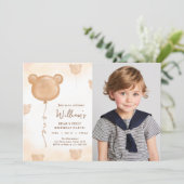 テディベア風船ビアリー初めての誕生日パーティー 招待状 (スタンド正面)