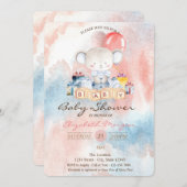テディベア風船プレゼント水彩赤ちゃんシャワー 招待状 (正面/裏面)