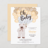 テディベア風船中性ベビーシャワー予算 (正面/裏面)