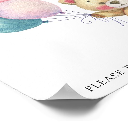 テディベア風船 – ありがとうござ来う ポスター (角)