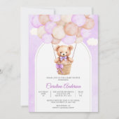テディベア風船 ベビーシャワー招待状 招待状 (正面)