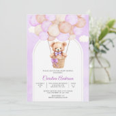 テディベア風船 ベビーシャワー招待状 招待状 (スタンド正面)