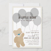 テディベア風船　男女どちらでも使えるベビーシャワーの招待状 招待状 (正面)