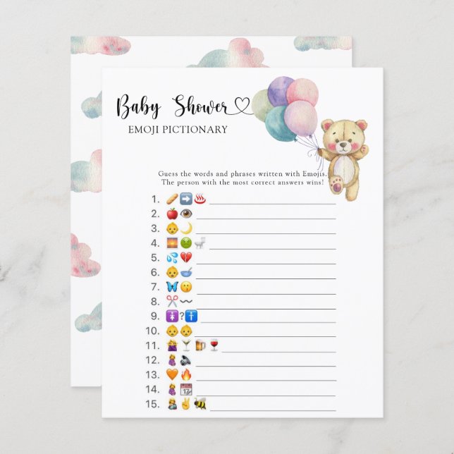 テディベア風船 – 絵文字ゲーム (正面/裏面)