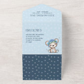 テディベア飛行機おむつラッフルとベビーシャワー オールインワン招待状 (外側)