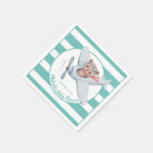 テディベア飛行機のベビーシャワー男女兼用 スタンダードカクテルナプキン (角)