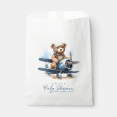 テディベア飛行機の水彩少年の赤ちゃんシャワー フェイバーバッグ (正面)