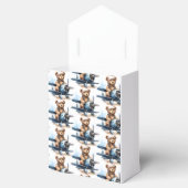 テディベア飛行機の水彩少年の赤ちゃんシャワー フェイバーボックス (オープン)